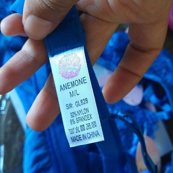 Lace Triangle Bralette Blue - Picture 5 of 5